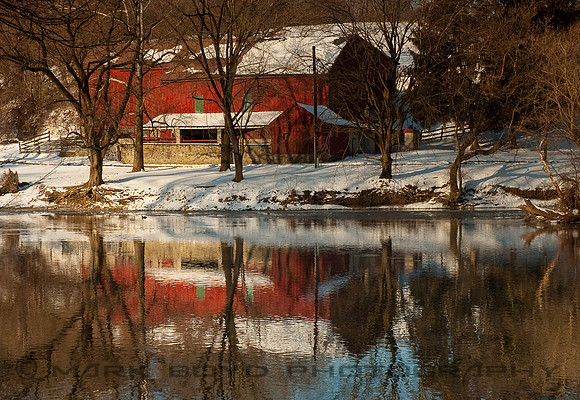 Barn Reflection along the Conestoga River, Conestoga, PA